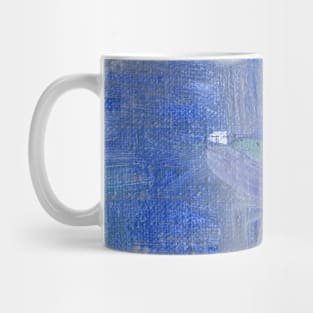 Abstract Oil Painting Waterlily White Blue Mug